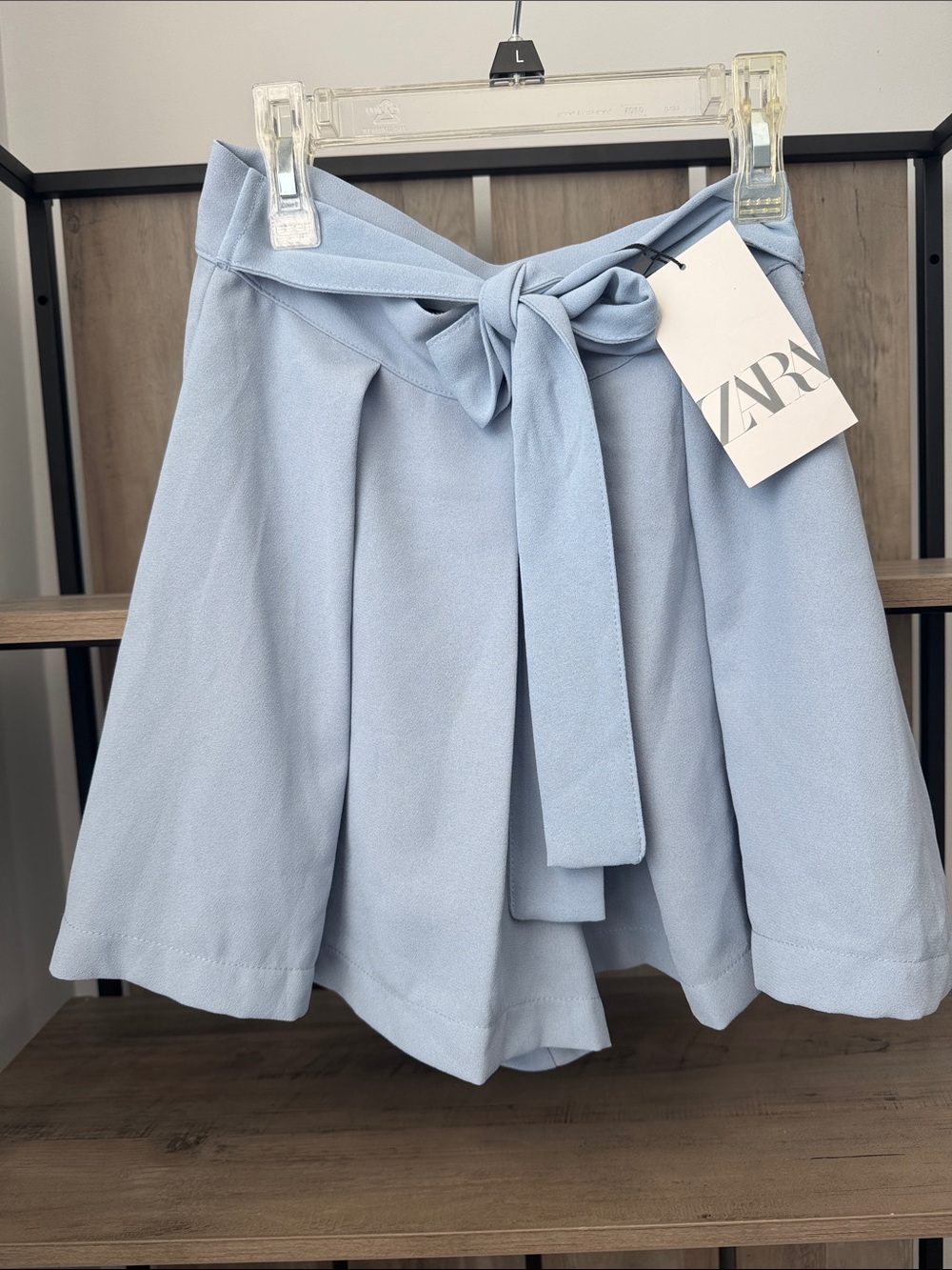 ZARA Light Blue Tie-Waist Shorts Flowy